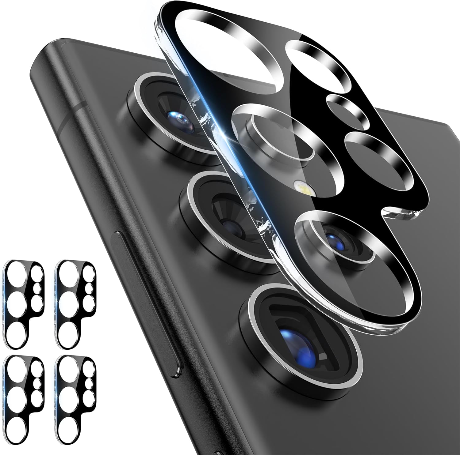 4 Pack Camera Lens Screen Protector for Samsung Galaxy S24 Ultra, 9H Tempered Glass Camera Lens Cover Decoration Accessories Compatible with Samsung Galaxy S24 Ultra, Case Friendly, High Definition