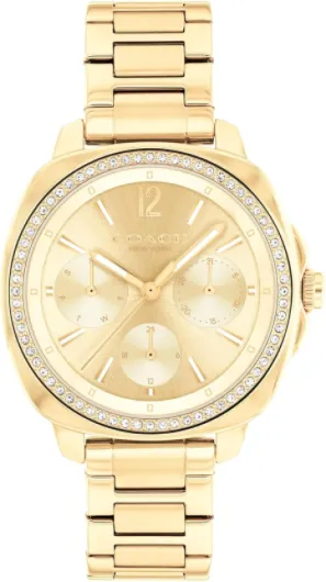 COACH Kitt Women's Quartz Multifunction Watch, Stainless Steel Bracelet, Water-Resistant to 3ATM, Chic and Versatile Timepiece - Gift for Her, 34mm Gold Plated