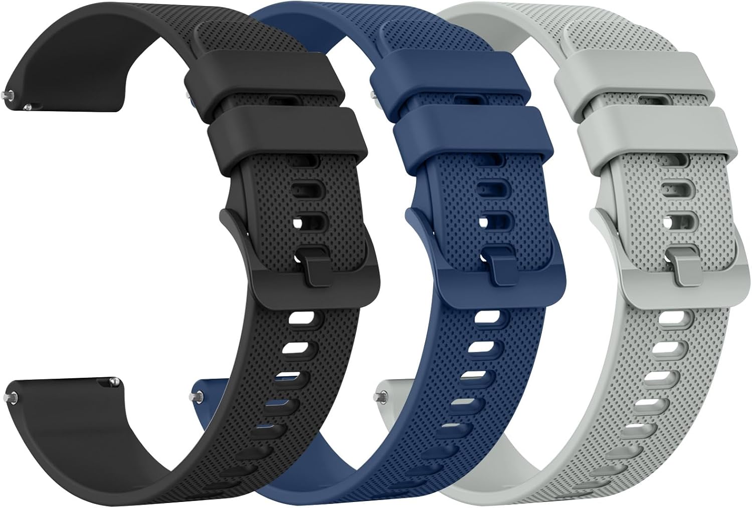 Mugust GloryFit Smart Watch Bands for GloryFit T80 T70 T60 T50 P99 P98 Smartwatch, Quick Release Silicone Replacement Band Black+Navy Blue+Grey