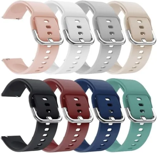 GloryFit Smart Watch Bands, 22mm Watchbands for GloryFit T80 T70 T60 T50 P99 P98 Smartwatch, Soft Silicone Adjustable Straps Replacement (8-PACK) (Not Fit for GloryFit Other Models)
