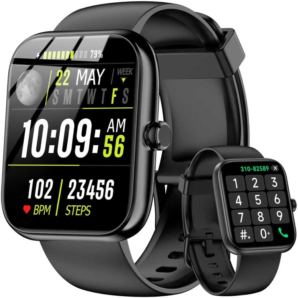 Smart Watch with Alexa Built-in, 1.83" HD Touchscreen & Fitness Tracker with Message Call Function, 120+ Sport Modes, IP68 Waterproof, 24/7 Heart Rate/Sleep Monitor, for Android iPhone (Black)