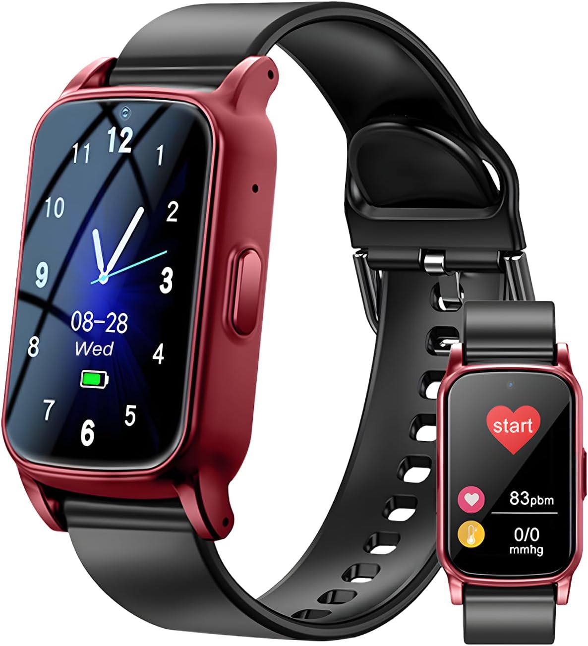 Fall Detection Smart Watch for Seniors with GPS Tracking, SOS Alert & HD Video Call, Waterproof Fitness Tracker for Dementia/Alzheimer’s, 4G Safety Red