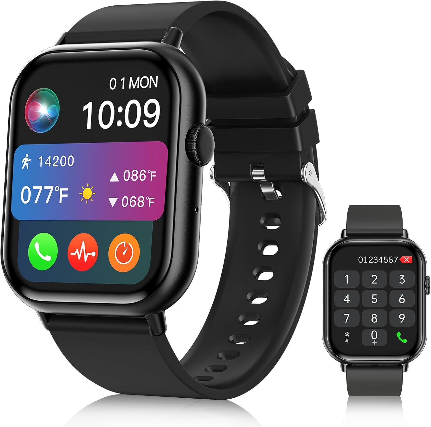 Smart Watches for Men Women (Answer/Make Call), 2.01" HD Screen Fitness Tracker Watch with Blood Pressure/Heart Rate/Sleep Monitor, Smart Watch for Android iOS Phones, IP67 Waterproof Sport Watch Black