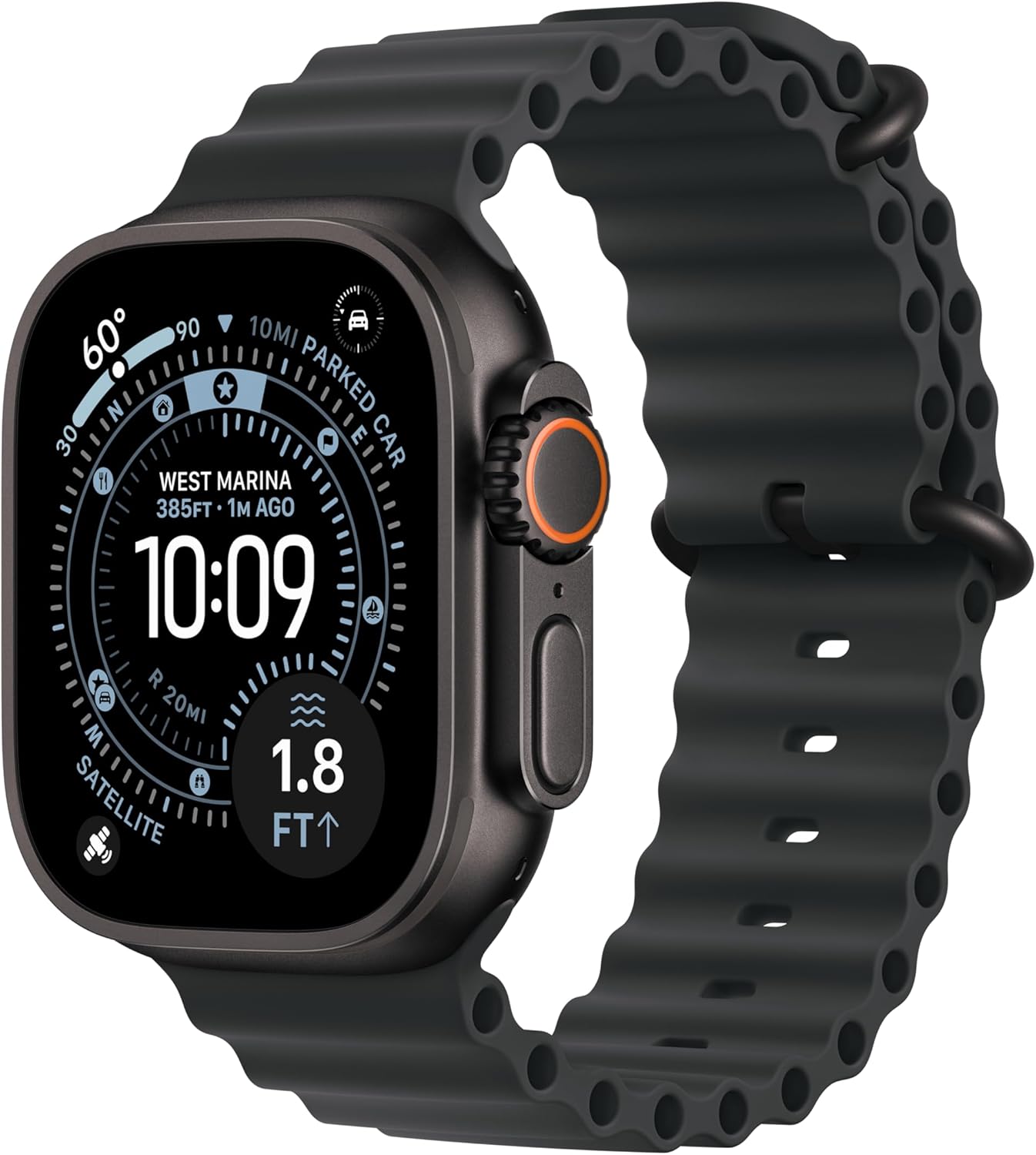 Watch Ultra 3 [GPS + Cellular 49mm] Running & Multisport Smartwatch w/Rugged Titanium Case w/Black Ocean Band - Satellite Communications, Advanced Health & Fitness Tracking Black Titanium Case with Black Ocean Band One Size Without AppleCare+