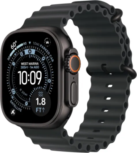 Watch Ultra 3 [GPS + Cellular 49mm] Running & Multisport Smartwatch w/Rugged Titanium Case w/Black Ocean Band - Satellite Communications, Advanced Health & Fitness Tracking Black Titanium Case with Black Ocean Band One Size Without AppleCare+