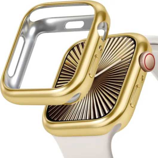 JR.DM 40mm Soft Flexible TPU Case Compatible for Apple Watch Series 6/5/4/SE Touchable Screen Lightweight Anti-Scratch All-Around Protector Thin Guard Shockproof Cover Shiny Bumper for iWatch, Gold A Gold 40 mm (Series 6/5/4/SE)