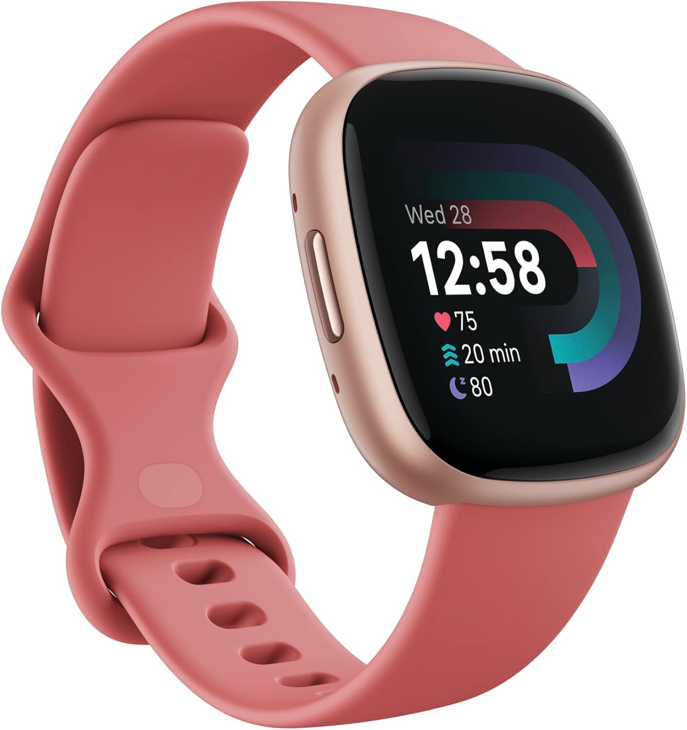 Versa 4 Fitness Smartwatch with Daily Readiness, GPS, 24/7 Heart Rate, 40+ Exercise Modes, Sleep Tracking and more, Pink Sand/Copper Rose, One Size (S & L Bands Included) Pink Sand / Copper Rose