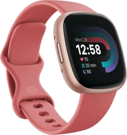 Versa 4 Fitness Smartwatch with Daily Readiness, GPS, 24/7 Heart Rate, 40+ Exercise Modes, Sleep Tracking and more, Pink Sand/Copper Rose, One Size (S & L Bands Included) Pink Sand / Copper Rose