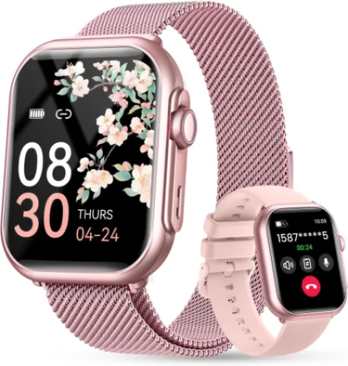 Smart Watch for Women Men Fitness: 1.85" Smart Watch with 30 Days+ Battery Life Make/Recive Call Heart Rate SpO2 Sleep Monitor 120+ Sport IP68 Waterproof Fitness Tracker Watch for iPhone Android Rose 1.85