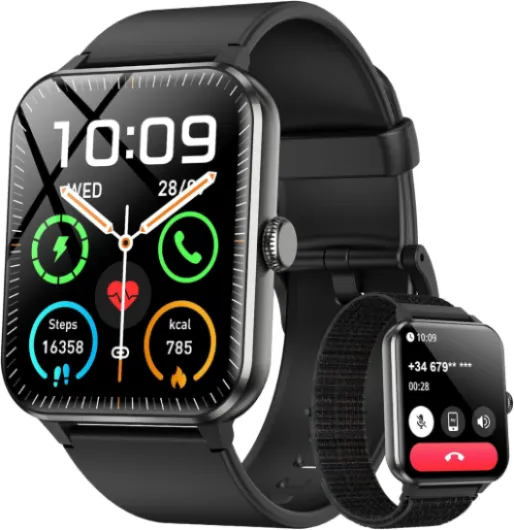 2025 Smart Watch (Answer/Make Calls), Fitness Watch for Men and Women with Heart Rate/SpO2/Sleep Monitor/2 Straps, 100+ Sports Modes, IP68 Waterproof Activity Tracker for Android/iPhone