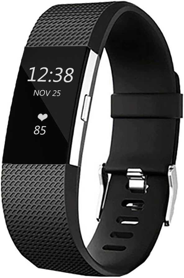 Replacement Bands for Fitbit Charge 2, Silicone Adjustable Classic Bands for Fitbit Charge 2,Women Men Black Large