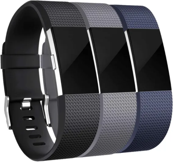 Bands Replacement Compatible with Fitbit Charge 2, 3-Pack, Small Gray/Blue/Black Black/Blue/Gray Small