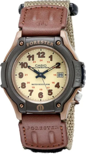 FT500WC Series - Men's Analog Watch - 100 Meter Water Resistance - LED Light - Date Display - Leather/Cloth Band - Regular Time Keeping (HR, Min, SEC, PM, Date, Day) - 3 Year Battery Brown FT500WC-5BVCF