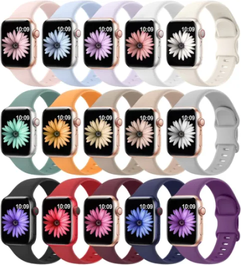 15 Pack Soft Silicone Bands Compatible with Apple Watch Band 40mm 41mm 38mm 45mm 44mm 42mm 46mm 49mm for Women Men,Sport iWatch bands Replacement Strap Wristbands for iWatch SE Series 10 9 8 7 6 5 4 3 15pack-color 38mm/40mm/41mm/42mm(Series 11 10)