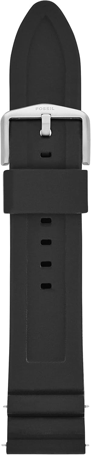Men's 22mm Dark Brown LiteHide™ Leather Watch Band Black Silicone/Silver 22MM