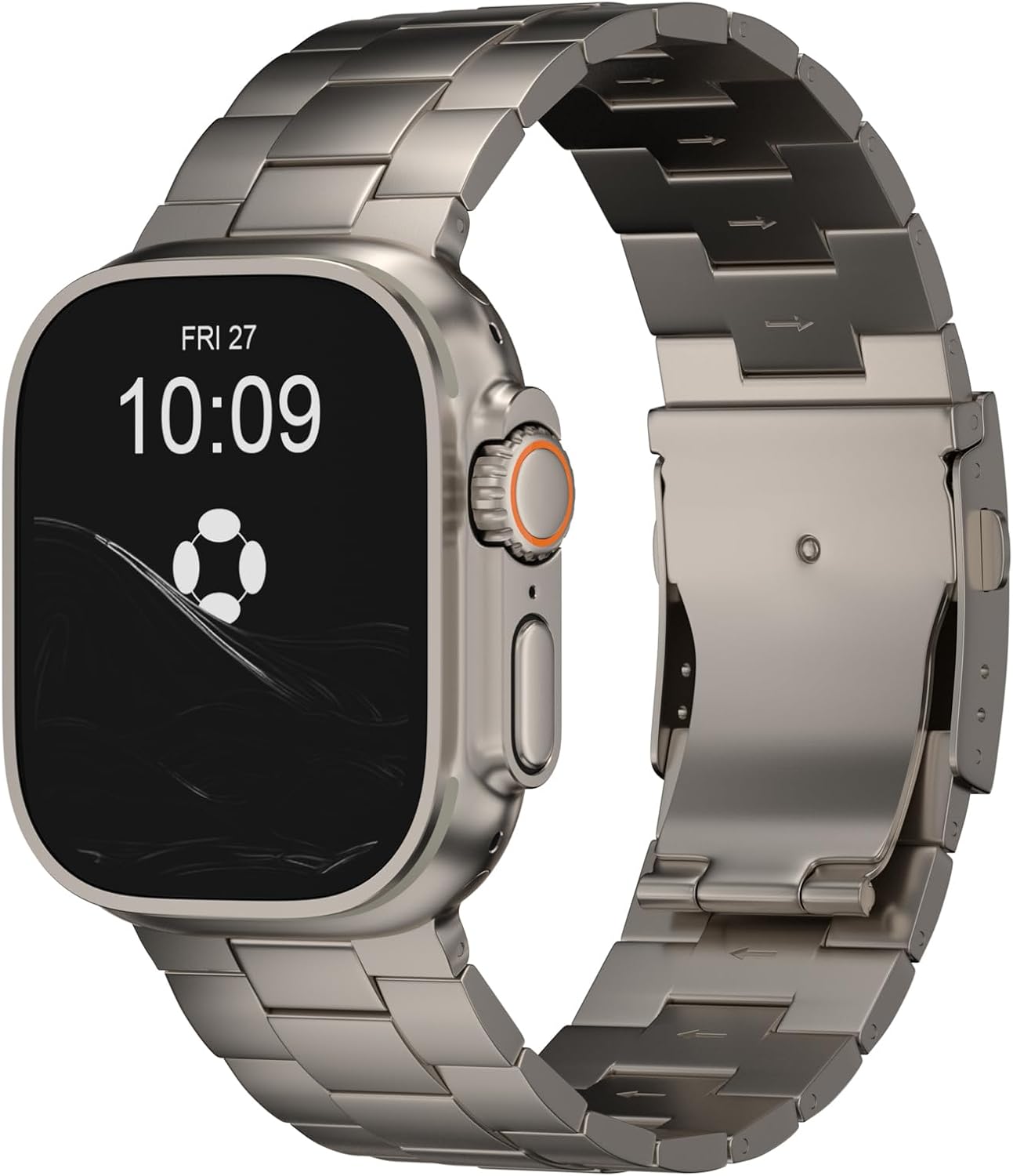 CRNS01 Titanium Watch Band Compatible with Apple Watch Ultra 3/2/1 49mm, Series 11/10 46mm - Military-Grade DLC Coating, Scratch Resistant & Perfect Ultra Color Match for Men CRNS01 Max- Folding Clasp - Titanium Band Width 26mm