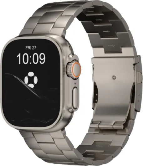 CRNS01 Titanium Watch Band Compatible with Apple Watch Ultra 3/2/1 49mm, Series 11/10 46mm - Military-Grade DLC Coating, Scratch Resistant & Perfect Ultra Color Match for Men CRNS01 Max- Folding Clasp - Titanium Band Width 26mm