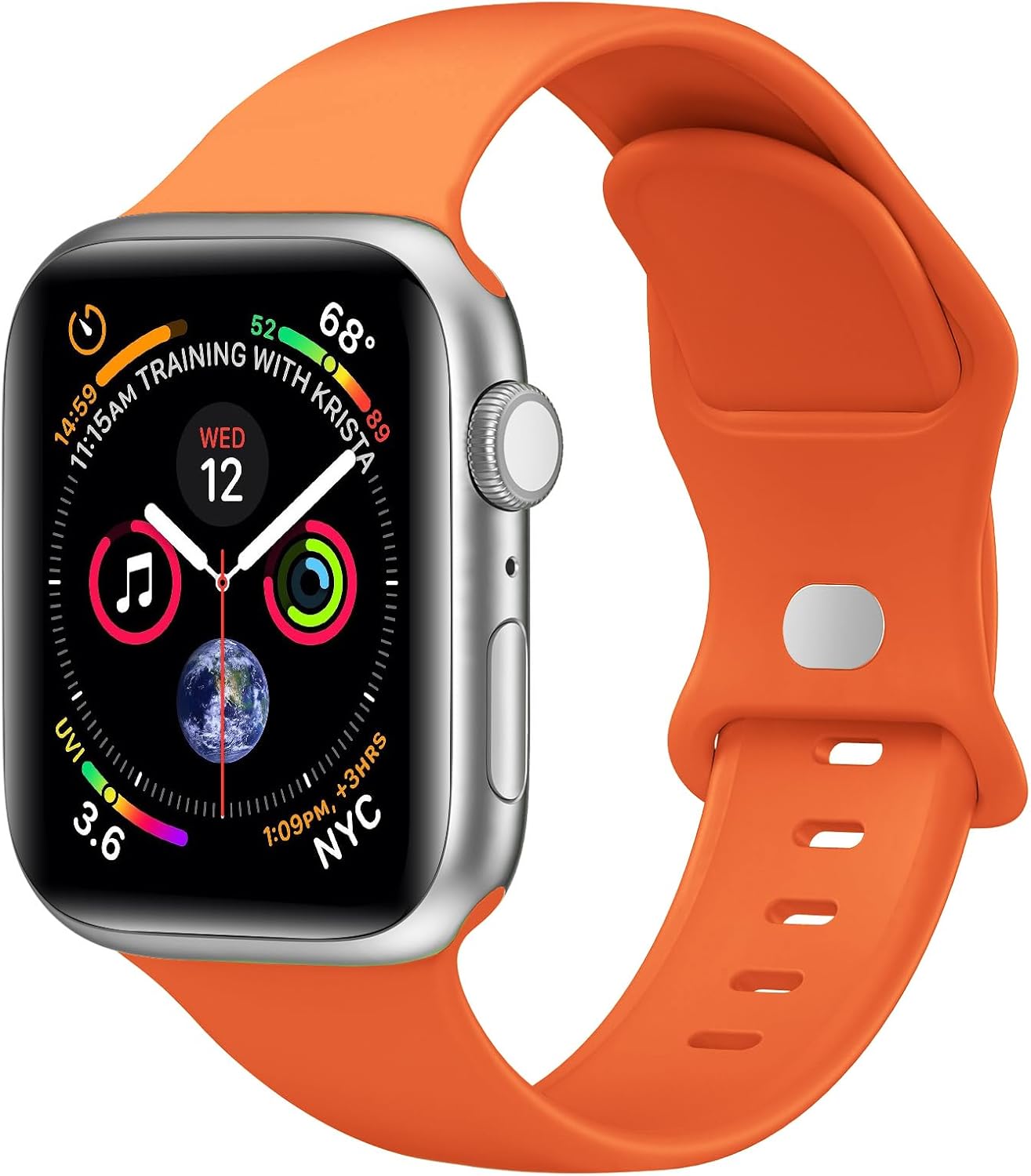 Sport Band Compatible with Apple Watch Bands 40mm 38mm 41mm 42mm 44mm 45mm 49mm for Women Men,Soft Silicone Waterproof Replacement Strap for Apple Watch Series 11 10 9 8 7 6 5 4 Ultra 3 2 1 SE Orange 38mm/40mm/41mm/42mm(Series 10) S/M