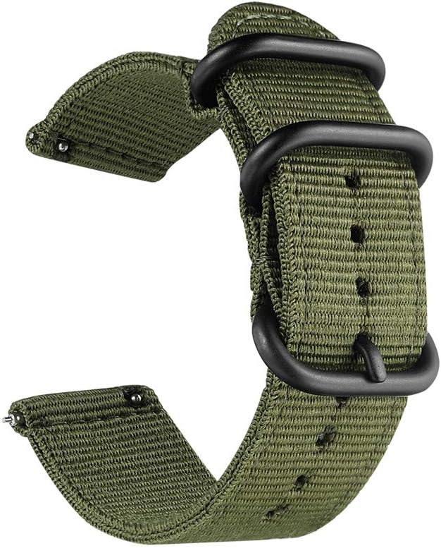 20mm 22mm 18mm 24mm Universal Ballistic Watch Band, Nylon Canvas Woven Loop Replacement Strap Wristband Buckle Fastener Adjustable Closure for Smart-Watch Sport Fitness Tracker Green 22mm