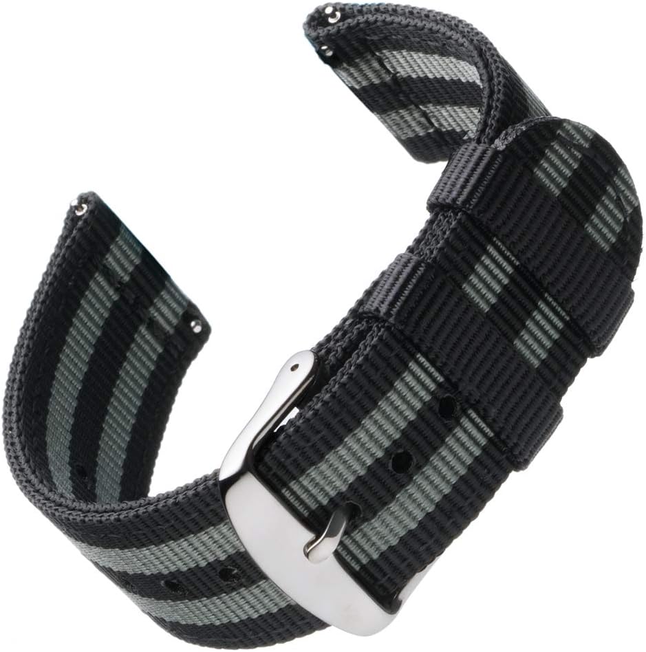 Premium Nylon Quick Release Watch Bands 20mm Black/Gray