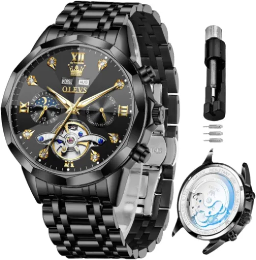 Automatic Watches for Men Business Dress Watch Mechanical Stainless Steel Waterproof Self Winding Classic Date Luxury Diamond Men Wrist Watch all black watches 21