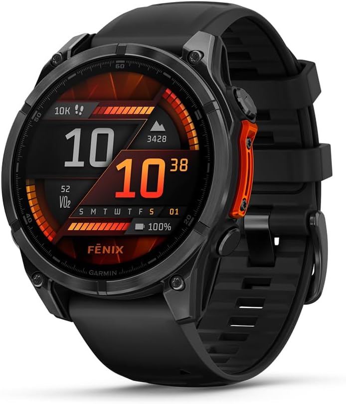 Fēnix® 8 – 47mm, AMOLED, Premium Multisport GPS Smartwatch, Long-Lasting Battery Life, Dive-Rated, Built-in LED Flashlight, Slate Gray with Black Band 47 mm fenix 8 - AMOLED Slate Gray with Black Band