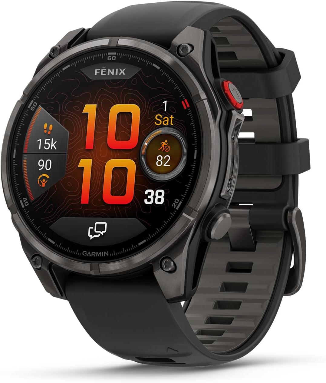 Fēnix® 8 Pro, 51mm, AMOLED Display, Premium Connected Multisport GPS Smartwatch, inReach® Technology, Sapphire, Carbon Gray DLC Titanium with Black/Pebble Gray Silicone Band Carbon Gray DLC 51mm