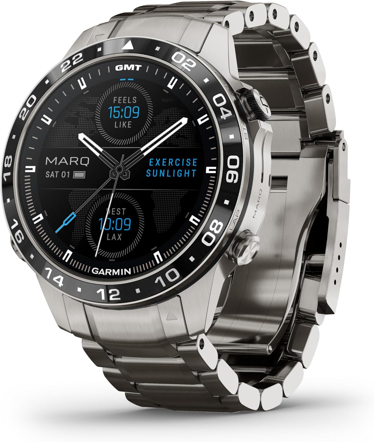 Garmin MARQ Aviator (Gen 2) Modern Tool Smartwatch, Titanium Case with Titanium Bracelet + Black Silicone Band, Sapphire Lens, AMOLED Display, Pilot Navigation Features, 010-02648-00 (Renewed)