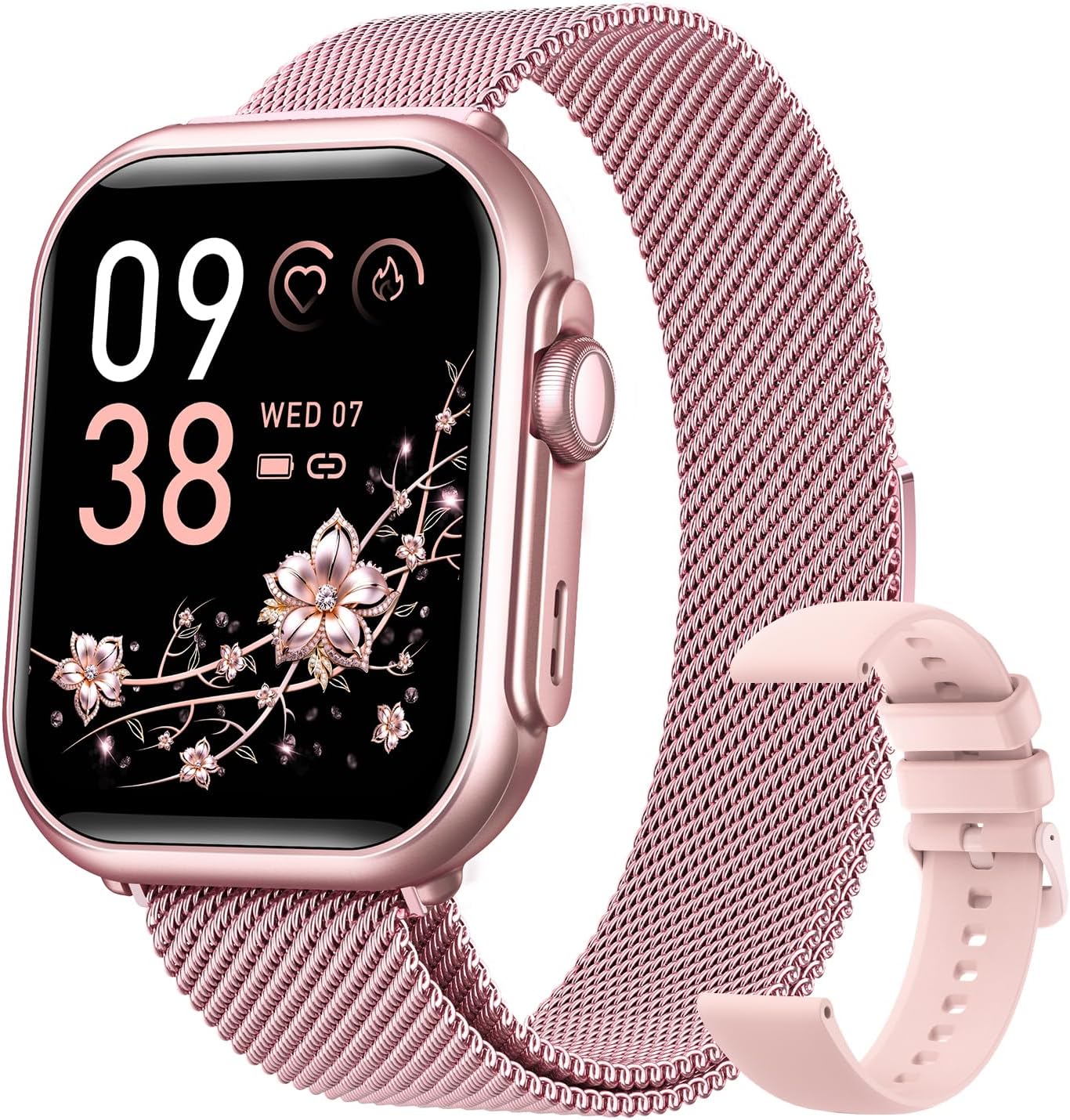 Smart Watches for Women (Android/iPhone), 1.83" HD Smart Watch with Calls/Messages/Notifications, Sleep/Heart Rate/SpO2/Blood Pressure Monitor, 110+ Sports Modes Fitness Tracker Watch, 1000mAh Battery Blush-Pink
