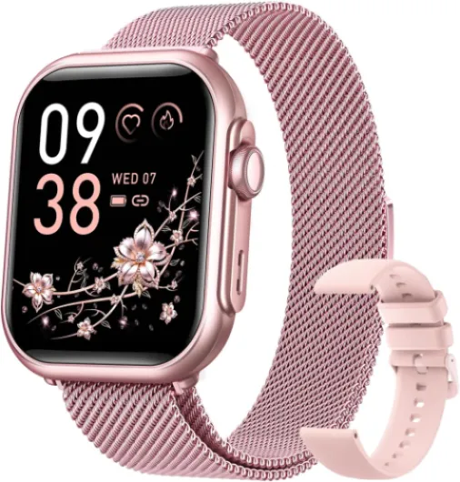 Smart Watches for Women (Android/iPhone), 1.83" HD Smart Watch with Calls/Messages/Notifications, Sleep/Heart Rate/SpO2/Blood Pressure Monitor, 110+ Sports Modes Fitness Tracker Watch, 1000mAh Battery Blush-Pink
