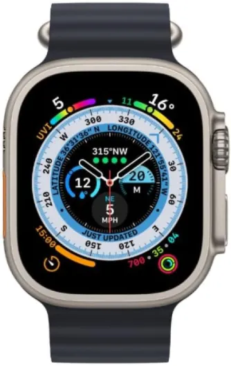 Apple Watch Ultra 2 (GPS+CELLULAR, 49MM) Titanium Case with Black Ocean Band, One Size (Renewed)