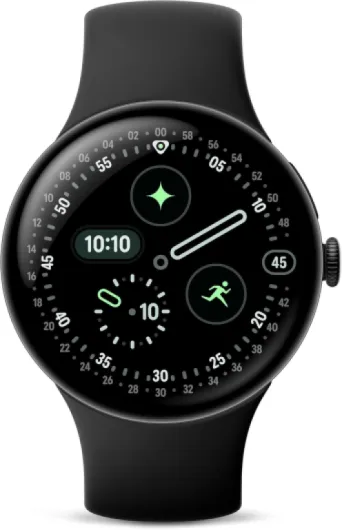 Pixel Watch 4 (45 mm) - Android smartwatch with Domed Display, Comprehensive Health and Fitness Tracking and Help from Gemini - Matte Black Aluminium Case - Obsidian Active Band - Wi-Fi WiFi Matte Black / Obsidian 45 mm