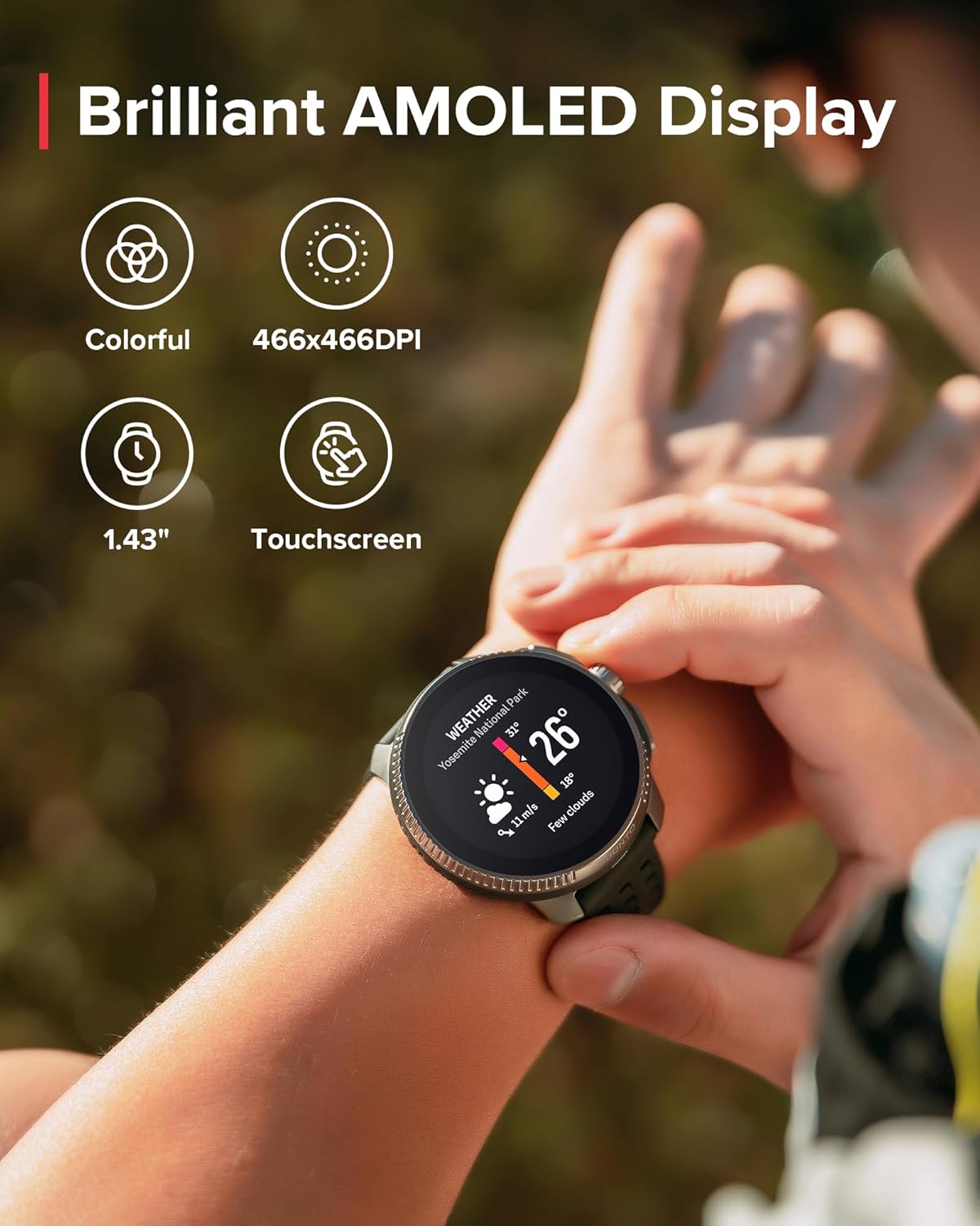 Race GPS Sports Watch, Smartwatch for Multisport Training Workout, AMOLED Touch screen & Digital Crown, Advanced Health & Recovery Supports, 26-Day Battery Life, Dual-GNSS, Offline Map Stainless Steels (16GB) Birch