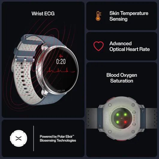Vantage V3, Sport Watch with GPS, Advanced Heart Rate Monitor, and Extended Battery Life, Smart watch for men and women, Offline Maps, Running Watch, Triathlon Watch Silver-Blue S-L Watch