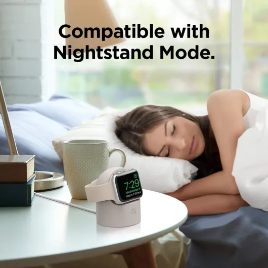 W2 Charger Stand Compatible with Apple Watch Series Ultra3/Ultra2/Ultra,11/10/9/8/7/6/5/4/3/2/1,SE3/SE2/SE (49mm,46mm,45mm,44mm,42mm,41mm,40mm,38mm), Nightstand Mode, Cable NOT included (Stone)