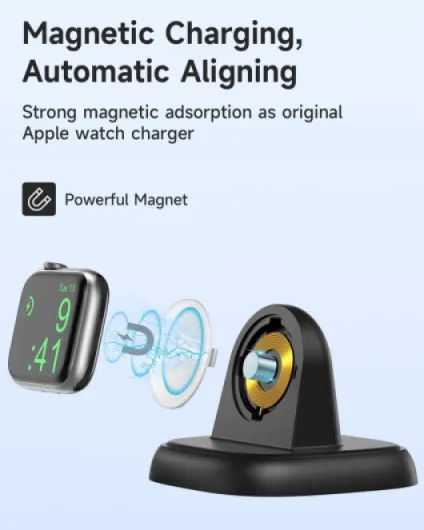 Wireless Charging Station for Apple Watch 10/Ultra, Fast Charger Dock Stand Magnetic iWatch Charging Holder Portable Mini Travel Charger for iWatch Series 10/9/8/7/6/5/3/2/SE, Black