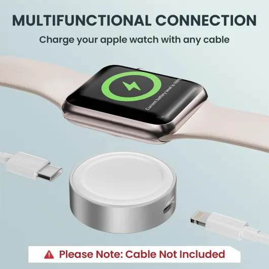 Upgraded Charger Adapter 5W for Apple Watch,Magnetic Wireless Fast iWatch Charger,Portable USB-C or iPhone Power Charging Cable for iWatch Series 11 10 9 8 7 6,Ultra 3 2,SE 3 2,38/40/44/45/46mm Silver