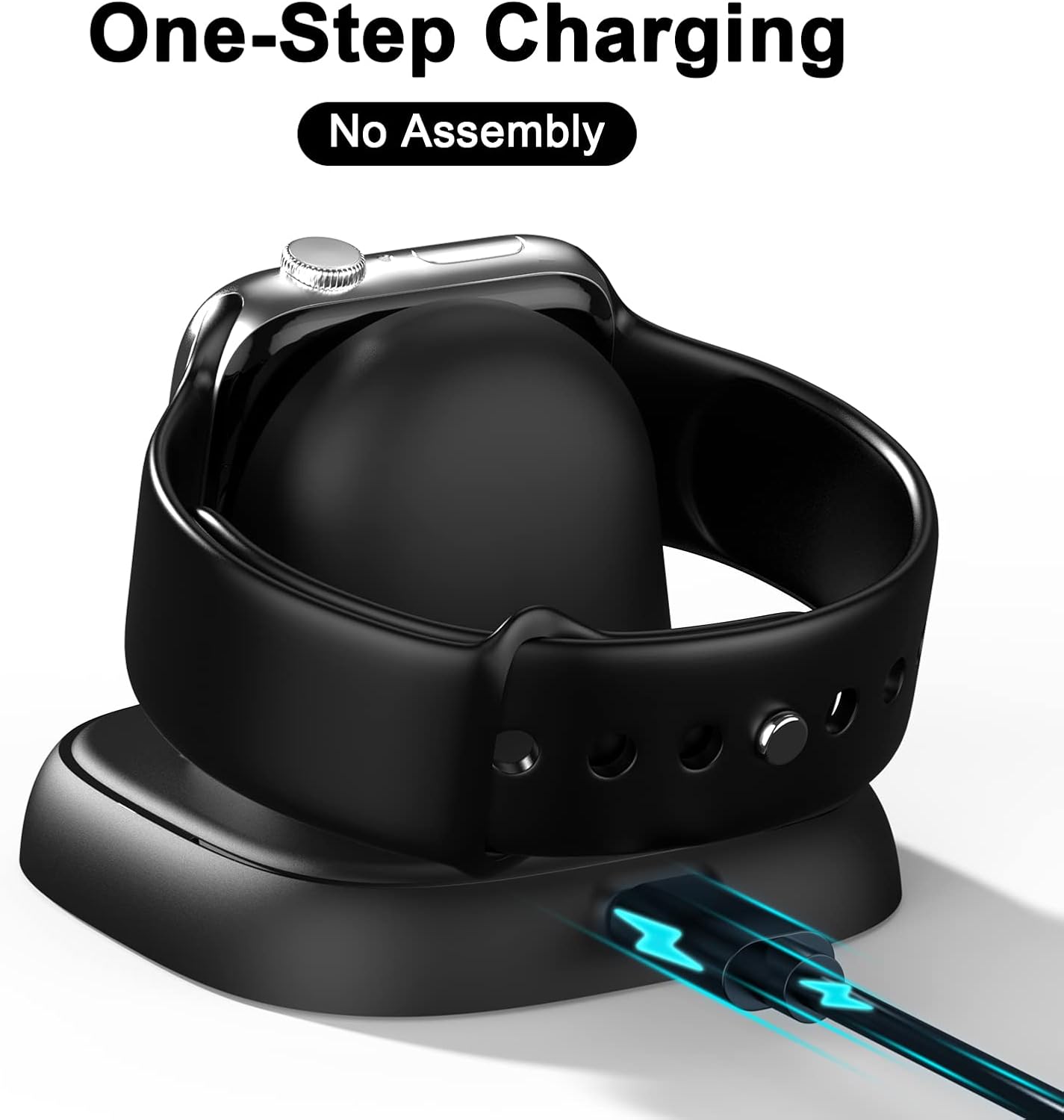 Wireless Charging Stand for Apple Watch, Magnetic Fast Charger for iWatch, Portable Charging Dock for Apple Watch Series 10/9/8/7/6/5/4/3/2/SE/SE 2/Ultra/Ultra 2 (Black)