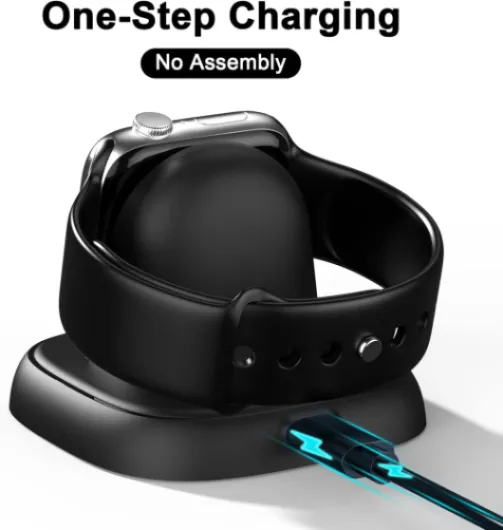 Wireless Charging Stand for Apple Watch, Magnetic Fast Charger for iWatch, Portable Charging Dock for Apple Watch Series 10/9/8/7/6/5/4/3/2/SE/SE 2/Ultra/Ultra 2 (Black)