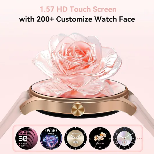 Smart Watches for Women Answer/Make Calls, 1.57'' AMOLED Smartwatch for iPhone/Samsung/Android，Womens Smart Watch with Heart Rate/SpO2/Sleep Monitor, Fitness Watch 120+ Sport Modes 3ATM Waterproof Pink